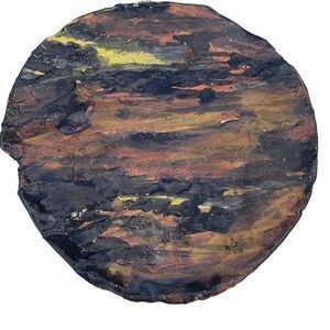 Vintage Handmade Ceramic Modernist Decorative Plate Warm Tones Abstract Lava Flo